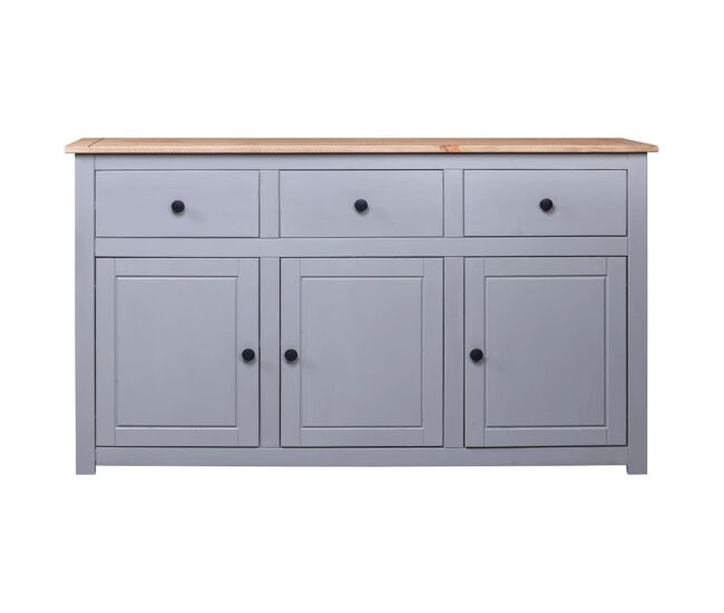 Aparador - mueble de almacenamiento de madera maciza pino estilo panamá gris 135x40x80 cm es4012
