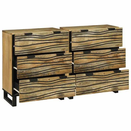 Conjunto de Bufete - Móvei de apoios com gaveta 2 pcs Natural 60 x 33,5 x 75 cm pt5350