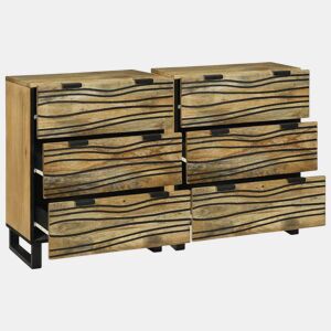 Conjunto de Bufete - Móvei de apoios com gaveta 2 pcs Natural 60 x 33,5 x 75 cm pt5350