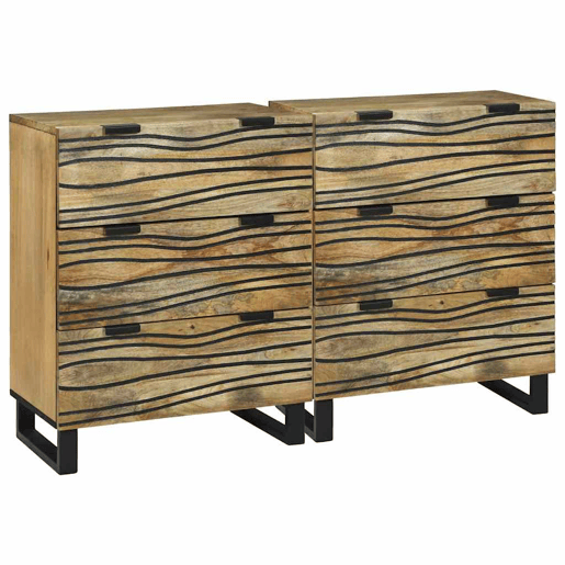 Conjunto de Bufete - Móvei de apoios com gaveta 2 pcs Natural 60 x 33,5 x 75 cm pt5350
