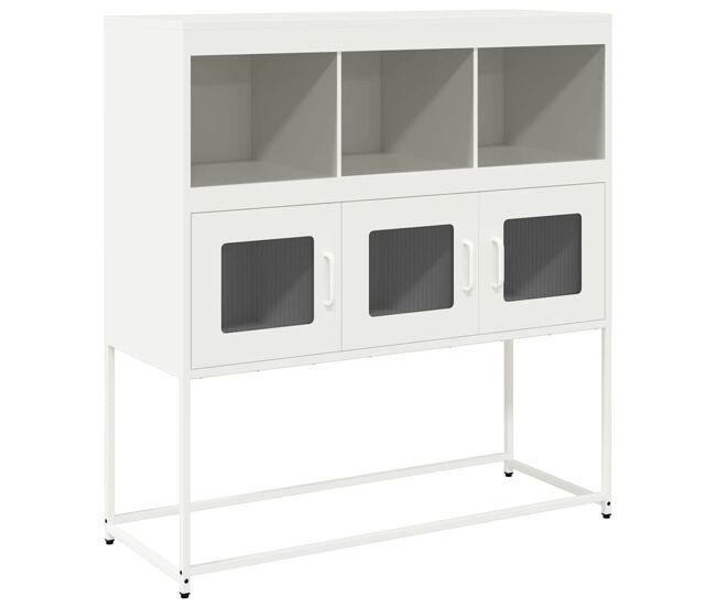 Aparador - mueble de almacenamiento de acero laminado en frío blanco 100,5x39x107 cm es2272