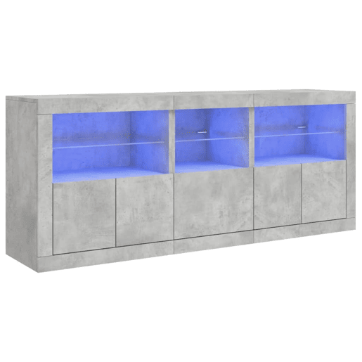Aparador - Bufete - Móvei de apoio com luzes LED 162x37x67 cm cinzento cimento pt1946