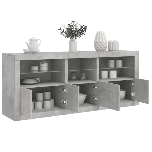 Aparador - Bufete - Móvei de apoio com luzes LED 162x37x67 cm cinzento cimento pt1946