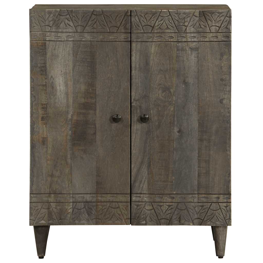 Aparador - mueble de almacenamiento de madera maciza de mango gris claro 60x33,5x75 cm es3885