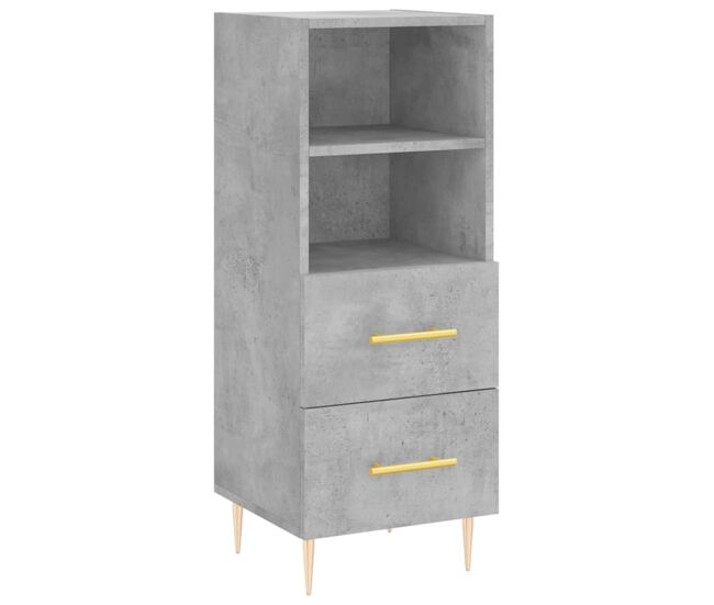 Aparador - mueble de almacenamiento de madera contrachapada gris hormigón 34,5x34x90 cm es2757