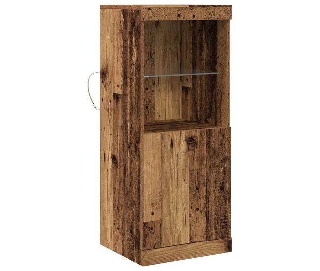 Aparador - mueble de almacenamiento led madera vieja 41 x 37 x 100 cm madera de ingeniería es4158