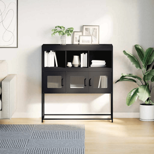Aparador - Bufete - Móvei de apoio 100,5x39x107 cm aço laminado a frio preto pt2291