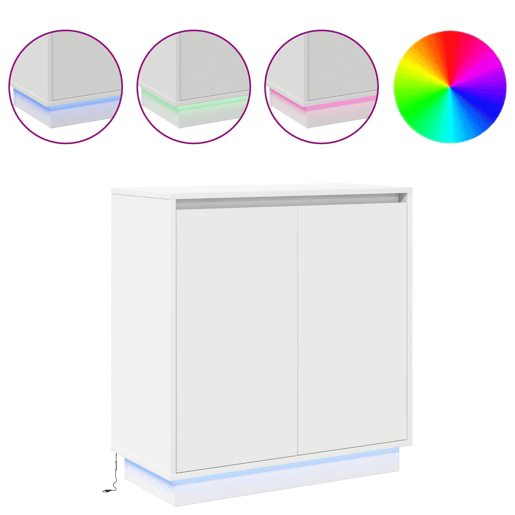 Aparador - Bufete - Móvei de apoio LED Branco 71 x 34,5 x 75 cm Madeira processada pt4132 Aparador - Bufete - Móvei de apoio LED Branco 71 x 34,5 x 75 cm Madeira processada pt4132