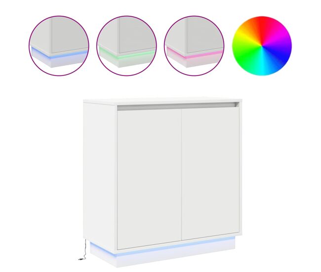 Aparador - mueble de almacenamiento led con estante 71 x 34,5 x 75 cm madera de ingeniería es4132