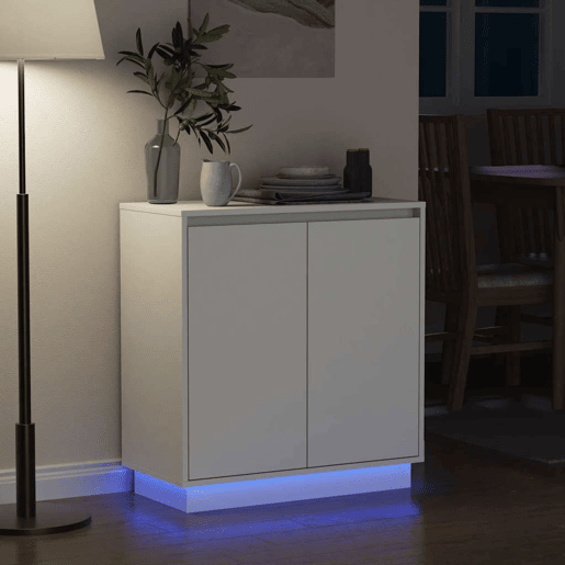 Aparador - Bufete - Móvei de apoio LED Branco 71 x 34,5 x 75 cm Madeira processada pt4132 Aparador - Bufete - Móvei de apoio LED Branco 71 x 34,5 x 75 cm Madeira processada pt4132