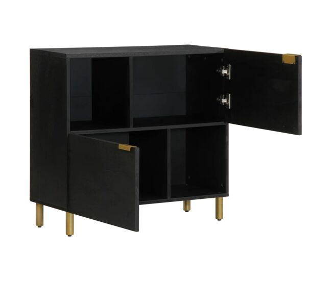 Aparador - mueble de almacenamiento de madera de ingeniería negro 80x33x75 cm es3556
