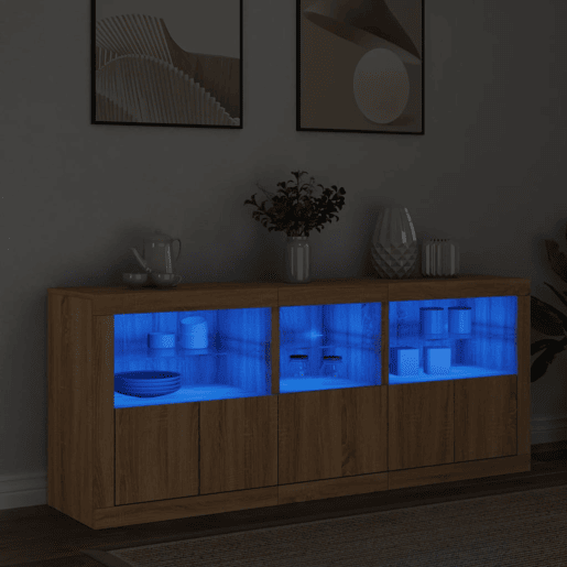 Aparador - Bufete - Móvei de apoio com luzes LED 162x37x67 cm carvalho sonoma pt2065