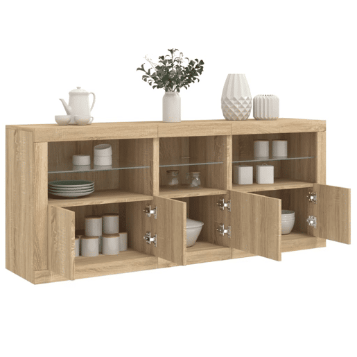 Aparador - Bufete - Móvei de apoio com luzes LED 162x37x67 cm carvalho sonoma pt2065