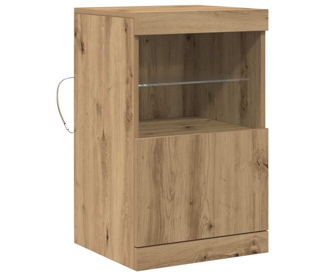 Aparador - mueble de almacenamiento led roble artesanal 41 x 37 x 67 cm es4191