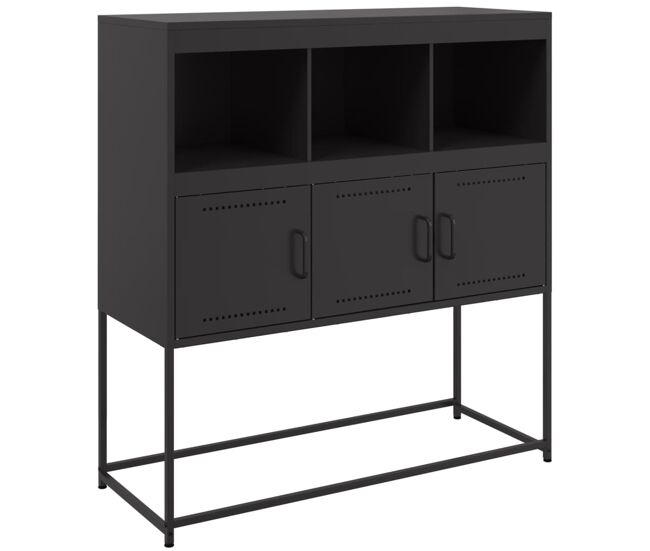 Aparador - mueble de almacenamiento de acero laminado en frío negro 100,5x39x107 cm es2288