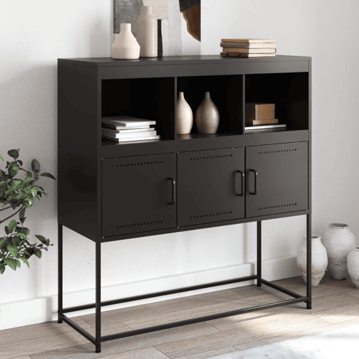 Aparador - Bufete - Móvei de apoio 100,5x39x107 cm aço preto pt2288 Aparador - Bufete - Móvei de apoio 100,5x39x107 cm aço preto pt2288