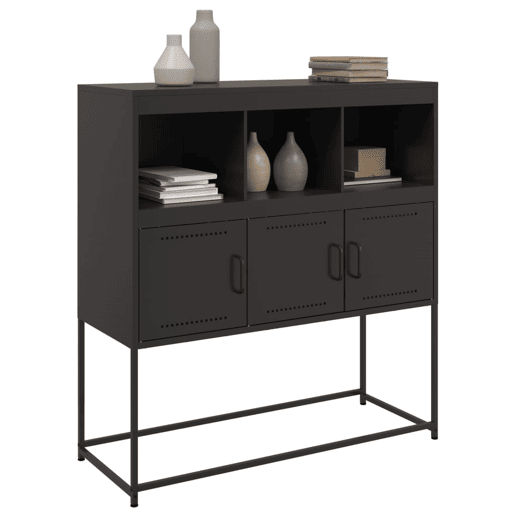 Aparador - Bufete - Móvei de apoio 100,5x39x107 cm aço preto pt2288 Aparador - Bufete - Móvei de apoio 100,5x39x107 cm aço preto pt2288