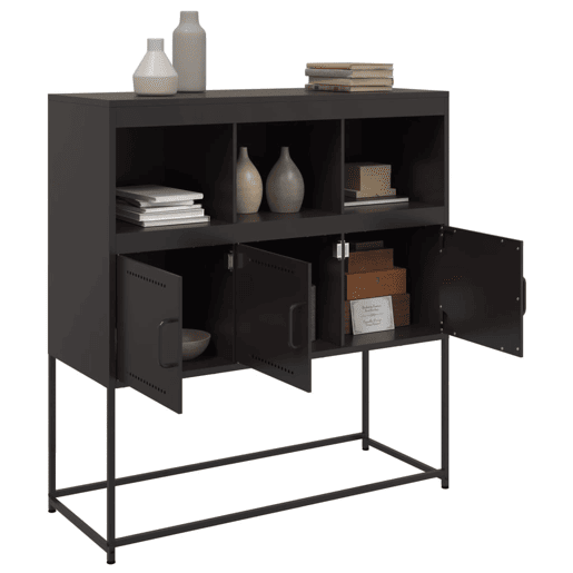 Aparador - Bufete - Móvei de apoio 100,5x39x107 cm aço preto pt2288 Aparador - Bufete - Móvei de apoio 100,5x39x107 cm aço preto pt2288