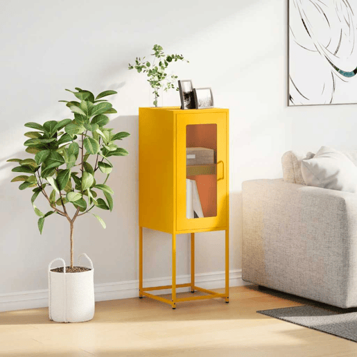 Aparador - Bufete - Móvei de apoio 36x39x107 cm aço laminado a frio amarelo mostarda pt2258