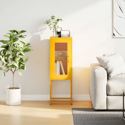 Aparador - Bufete - Móvei de apoio 36x39x107 cm aço laminado a frio amarelo mostarda pt2258