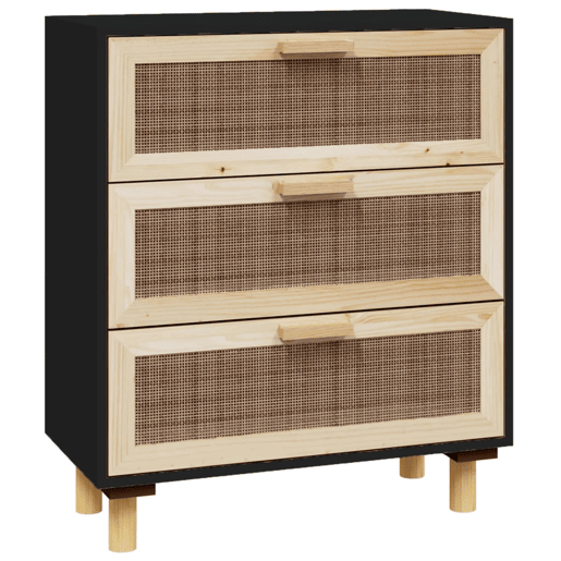 Aparador - Bufete - Móvei de apoio 60x30x70 cm pinho maciçovime natural preto pt4814