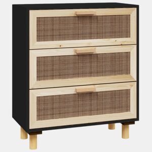 Aparador - Bufete - Móvei de apoio 60x30x70 cm pinho maciçovime natural preto pt4814