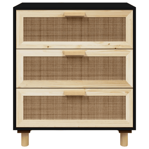 Aparador - Bufete - Móvei de apoio 60x30x70 cm pinho maciçovime natural preto pt4814