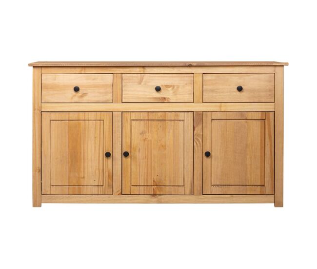 Aparador - mueble de almacenamiento de madera maciza de pino estilo panamá 135x40x80 cm es3956