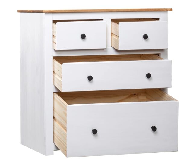Aparador - mueble de almacenamiento de madera maciza pino estilo panamá blanco 80x40x83 cm es4010