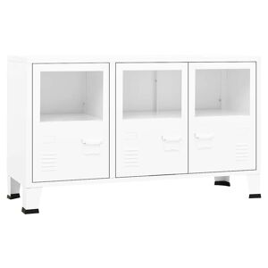 Aparador - Bufete - Móvei de apoio industrial 105x35x62 cm metal e vidro branco pt4123