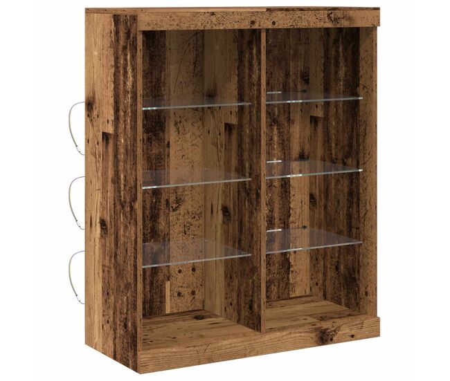 Aparador - mueble de almacenamiento led madera vieja 41 x 37 x 100 cm madera de ingeniería es4159