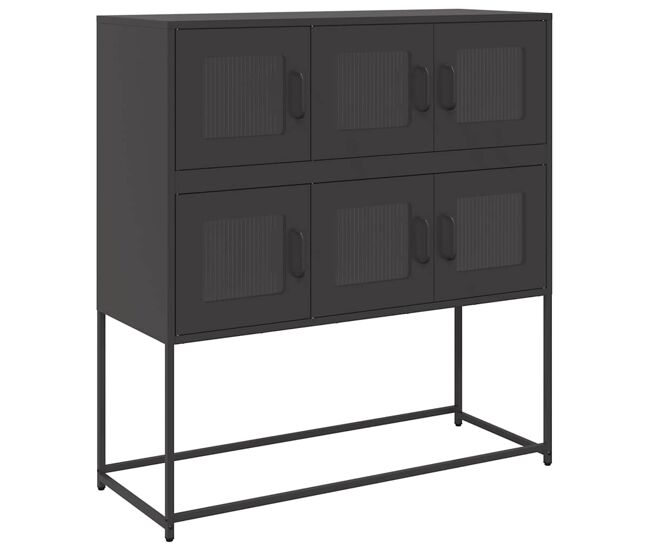 Aparador - mueble de almacenamiento de acero laminado en frío negro 100,5x39x107 cm es2292