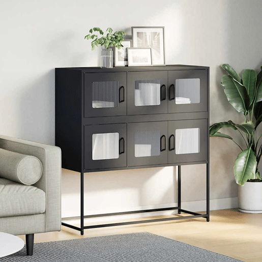 Aparador - Bufete - Móvei de apoio 100,5x39x107 cm aço laminado a frio preto pt2292