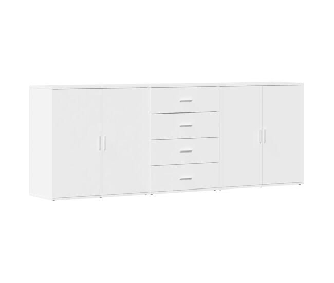 Aparador - muebles de almacenamiento 3 uds madera contrachapada blanco es5292