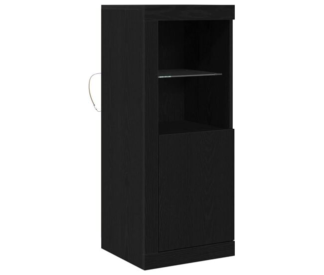 Aparador - mueble de almacenamiento led negro 41 x 37 x 100 cm madera de ingeniería es4179