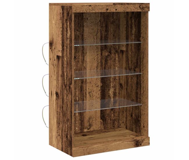 Aparador - mueble de almacenamiento led madera vieja 60,5 x 37 x 100 cm es4165