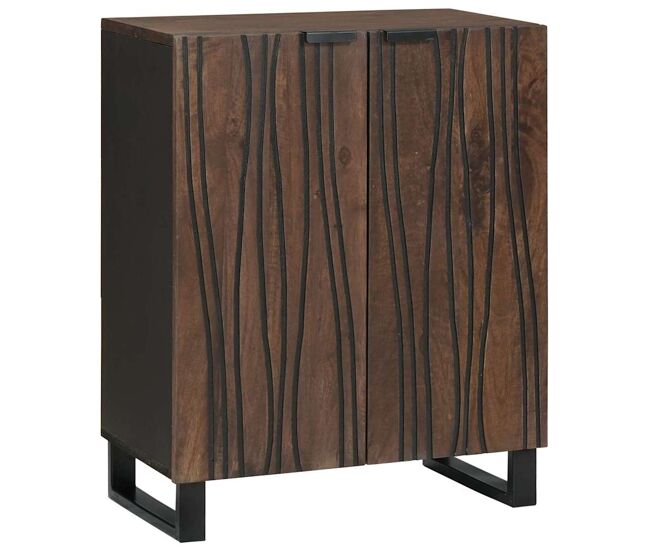 Aparador - mueble de almacenamiento nogal 60 x 33,5 x 75 cm madera de mango maciza es4825