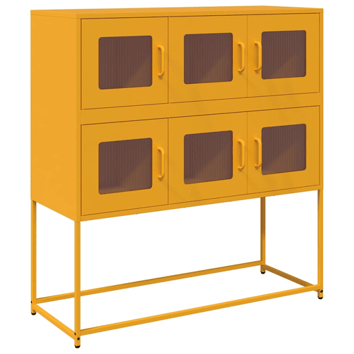 Aparador - Bufete - Móvei de apoio 100,5x39x107 cm aço laminado a frio amarelo mostarda pt2257