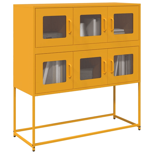 Aparador - Bufete - Móvei de apoio 100,5x39x107 cm aço laminado a frio amarelo mostarda pt2257