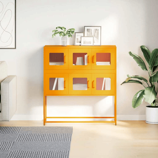 Aparador - Bufete - Móvei de apoio 100,5x39x107 cm aço laminado a frio amarelo mostarda pt2257