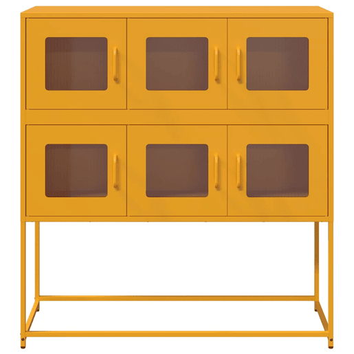 Aparador - Bufete - Móvei de apoio 100,5x39x107 cm aço laminado a frio amarelo mostarda pt2257