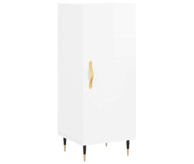 Aparador - mueble de almacenamiento de madera contrachapada blanco brillante 34,5x34x90 cm es2538