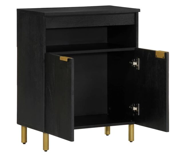 Aparador - mueble de almacenamiento de madera de ingeniería negro 60x33x75 cm es3536
