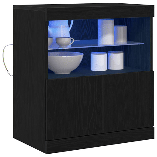 Aparador - Bufete - Móvei de apoio LED Preto 60,5 x 37 x 67 cm Madeira processada pt4182