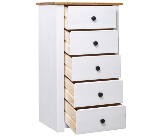 Aparador - mueble de almacenamiento de madera maciza pino estilo panamá blanco 46x40x89 cm es4009