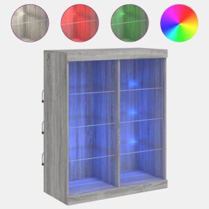 Aparador - Bufete - Móvei de apoio com luzes LED 81x37x100 cm cinzento sonoma pt1992