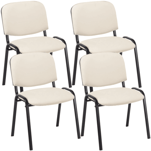 Conjunto de 4 cadeiras empilháveis u200Bu200Bpara visitantes para área de espera em PVC creme com base de metal preto de 4 pés 10_0003184