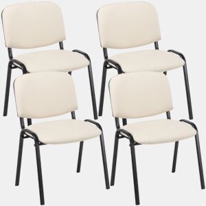 Conjunto de 4 cadeiras empilháveis u200Bu200Bpara visitantes para área de espera em PVC creme com base de metal preto de 4 pés 10_0003184