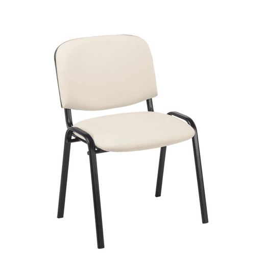 Conjunto de 4 cadeiras empilháveis u200Bu200Bpara visitantes para área de espera em PVC creme com base de metal preto de 4 pés 10_0003184