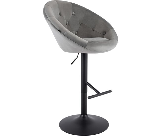 Taburete de bar london de terciopelo gris 57x65x66 cm